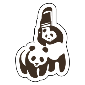 Funny Panda Fight Sticker (Brown)